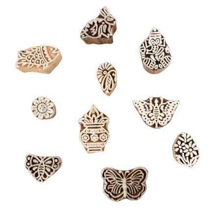 Set of 10 Piece New Mix Wooden Printing Block